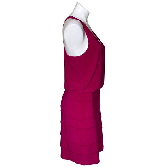 Laundry by Shelli Segal Fuchsia Mini Dress, V-Neckline Racerback Women's Size 8 - Picture 3 of 8